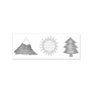 Berggipfel Sonnenstraße Pine Camping Wandern im Va Gummistempel