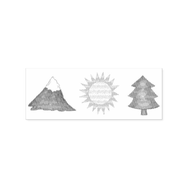 Berggipfel Sonnenstraße Pine Camping Wandern im Va Gummistempel (Prägung)