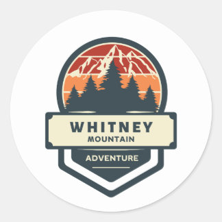 Berggipfelbesteigung und Wandern am Whitney Runder Aufkleber