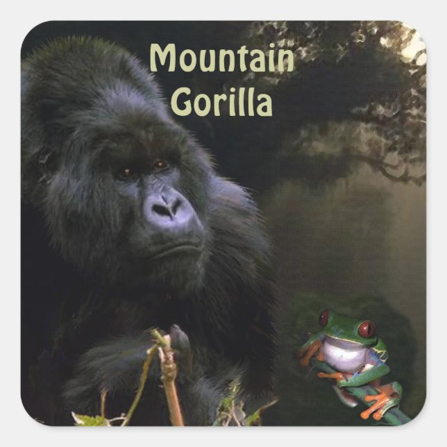 Berggorilla & Frog African Wildlife Sticker (Vorderseite)