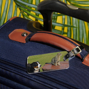 Berghund mit Katze Gepäckanhänger