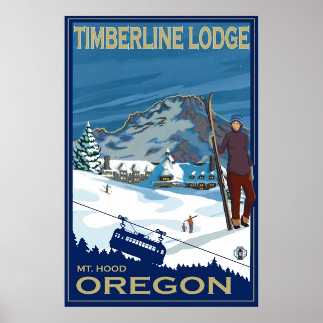 Berghütte, Skiposter Oregon - Timberline Lodge Poster (Vorne)