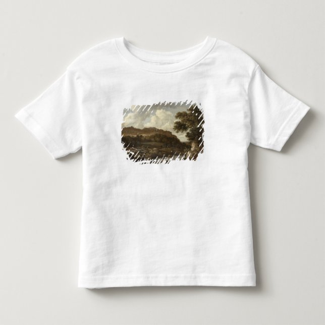 Bergige bewaldete Landschaft mit einem Strom Kleinkind T-shirt (Vorderseite)