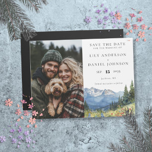 Bergige Florale Foto-Hochzeit - Save The Date Magneteinladung