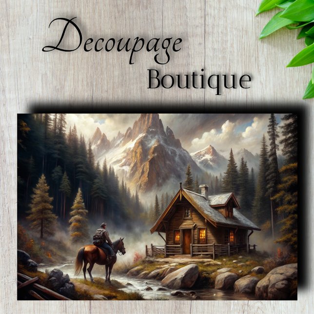Bergkabine Decoupage Seidenpapier (Mountain Cabin Decoupage Tissue Paper)