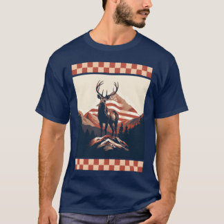 Bergkette Amerikanische Flagge Fels Tarnung Hirsch T-Shirt