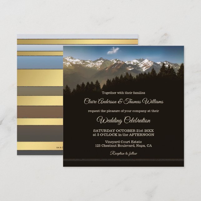 Bergkiefernbäume zum Hochzeitsempfang Einladung (Vorne/Hinten)
