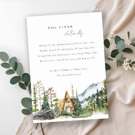Bergkiefernwald Holzhütte Hochzeitsdetails Begleitkarte