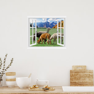 Bergkulisse Alpaca Landschaftsbild Poster