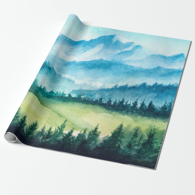 Berglandschaft. Aquarellbild. Geschenkpapier (Ungerollt)