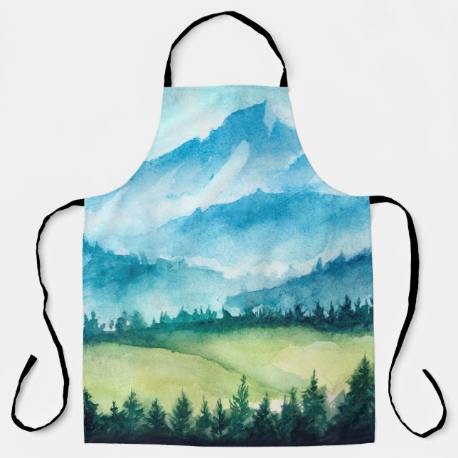 Berglandschaft. Aquarellbild. Schürze (Vorderseite)