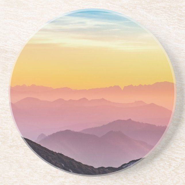 Berglandschaft bei Sonnenuntergang Getränkeuntersetzer (Vorne)