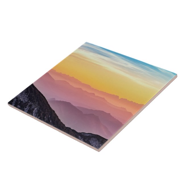 Berglandschaft bei Sonnenuntergang Keramik Tile Fliese (Seite)
