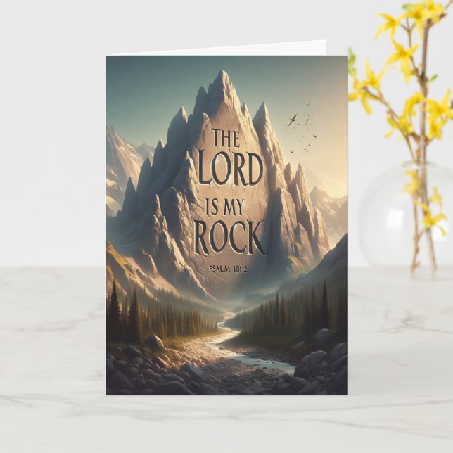 Berglandschaft DER LORD IST MEIN FELSEN PSALM 18:2 Karte (Gelbe Blume)