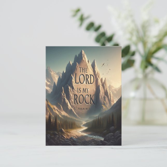Berglandschaft DER LORD IST MEIN FELSEN PSALM 18:2 Postkarte (Stehend Vorderseite)
