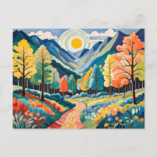 Berglandschaft Herbst Landschaft mit Pfad Postkarte (Vorderseite)