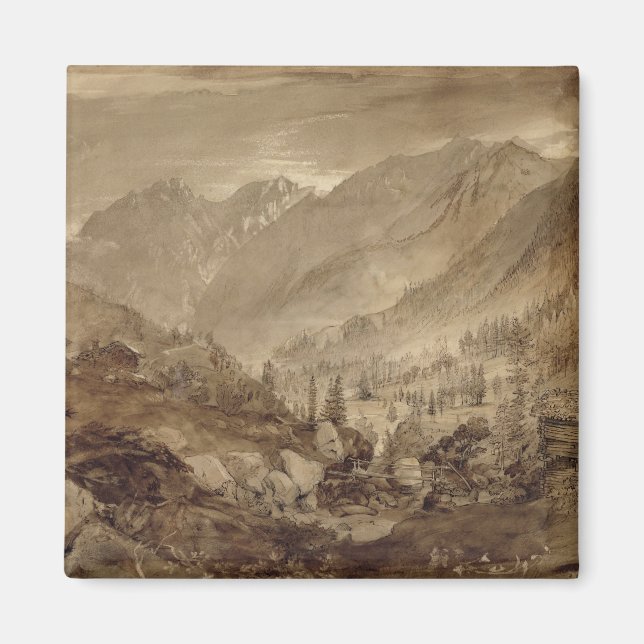 Berglandschaft, Macugnaga, 1845 (Stift & braun Magnet (Vorne)