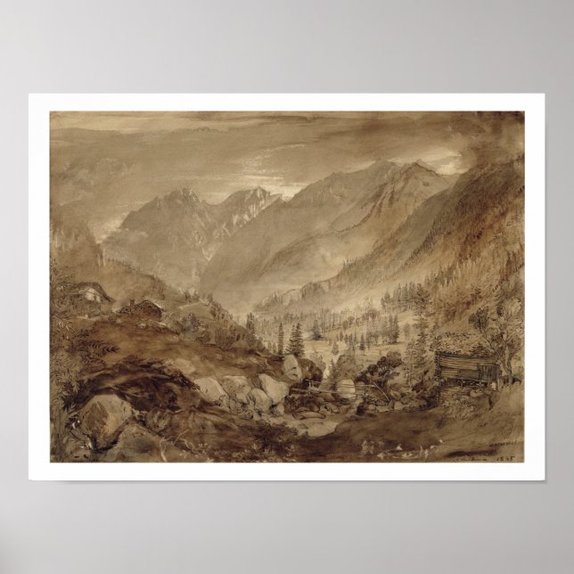 Berglandschaft, Macugnaga, 1845 (Stift & braun Poster (Vorne)