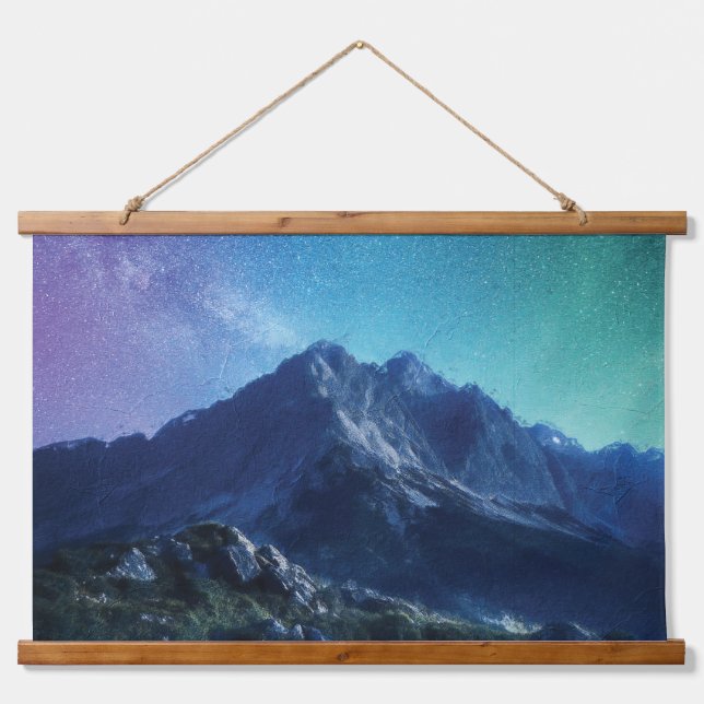 Berglandschaft Malerei Wandteppich Mit Holzrahmen (Vorne)