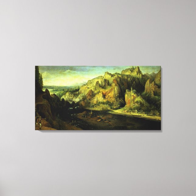 Berglandschaft mit Überraschungsangriff, c.1585 Leinwanddruck (Vorderseite)