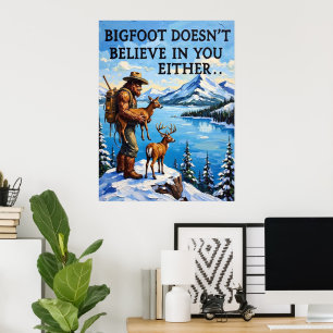 Berglandschaft: Sasquatch und die Fauna Poster