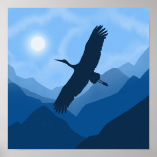 Berglandschaft. Vogelflug Poster
