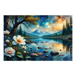 Berglandschaft Wasserreflexion Fotodruck