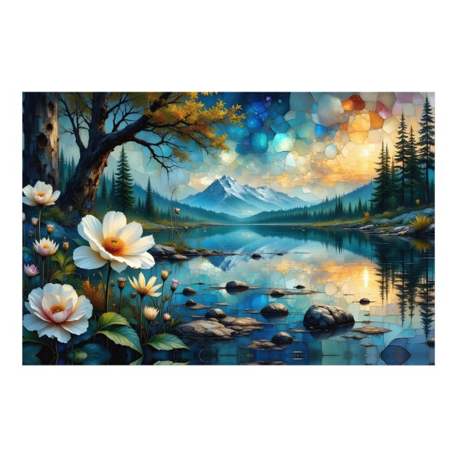 Berglandschaft Wasserreflexion Fotodruck (Vorne)