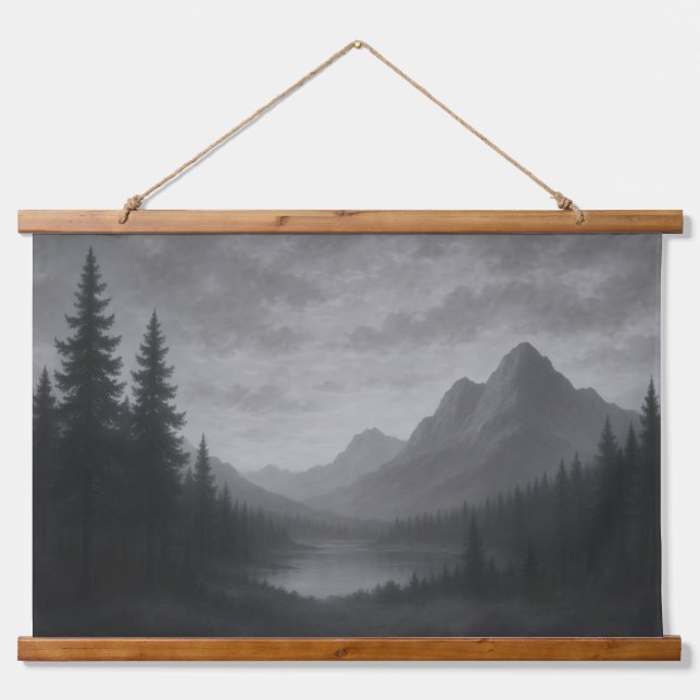 Berglandschaftsteppich Wandteppich Mit Holzrahmen (Vorne)