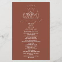 Berglinie Art Terracotta Hochzeitsprogramm Hand