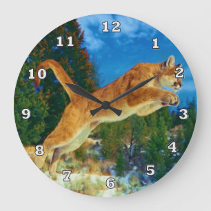 Berglöwe-Uhr (Puma) springen Große Wanduhr