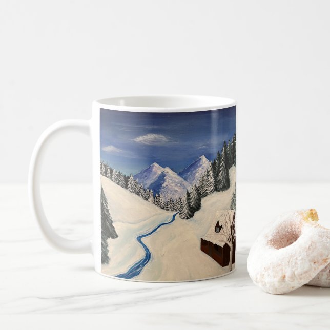 Bergmalerkabine Wildnis Kaffeetasse (Mit Donut)