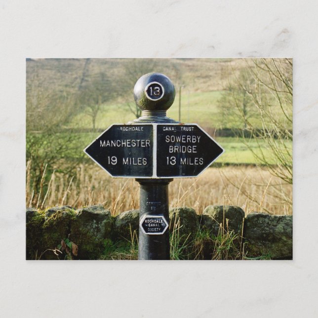 Bergmarke auf dem Rochdale-Kanal Postkarte (Vorderseite)