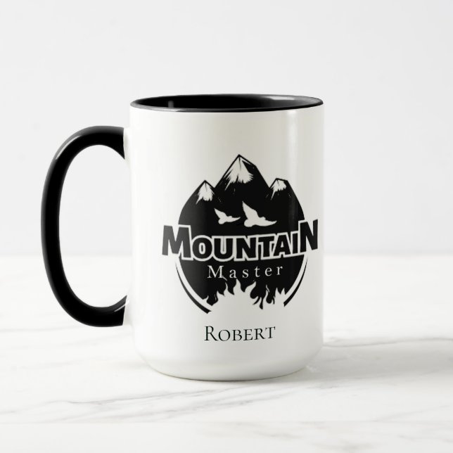 Bergmeister, personalisierter Wanderer/Biker Tasse (Links)