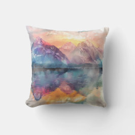 Bergreflektion - Wasserfarben-Kissen Kissen