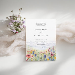 Bergregion Rustikale Wiesen Wildblumen Hochzeit Einladung