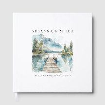 Bergsee-Aquarell-Wald-Hochzeitsbäume