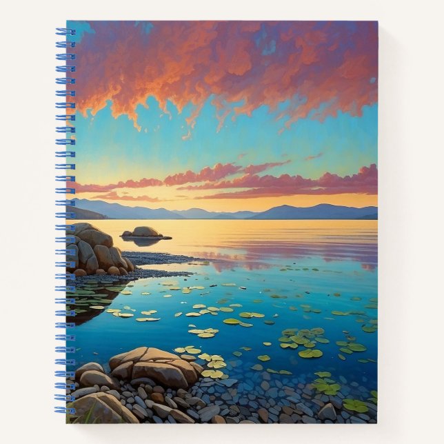 Bergsee Blumen Bunte Kunst Notizbuch (Vorderseite)