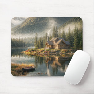 Bergsee Cabin mit Rowboat Mousepad