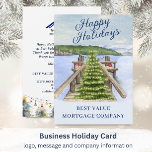 Bergsee-Dock Business Happy Holidays Card Ankündigung