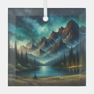 Bergsee/Ferienhaus unter den Sternen Ornament Aus Glas