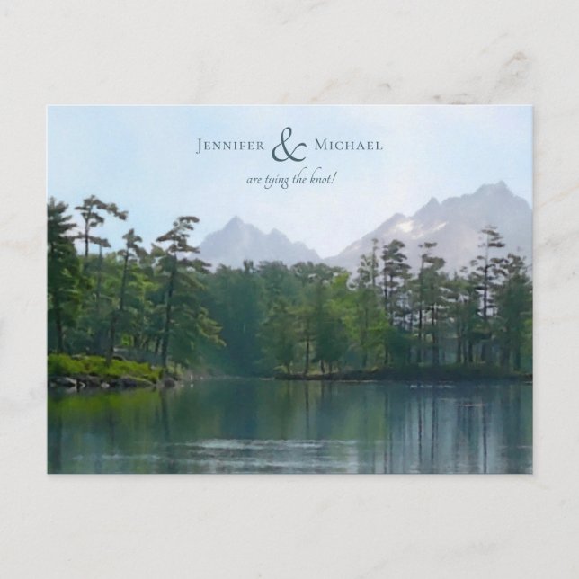 Bergsee - Hochzeit der rustikalen Natur Ankündigungspostkarte (Vorderseite)