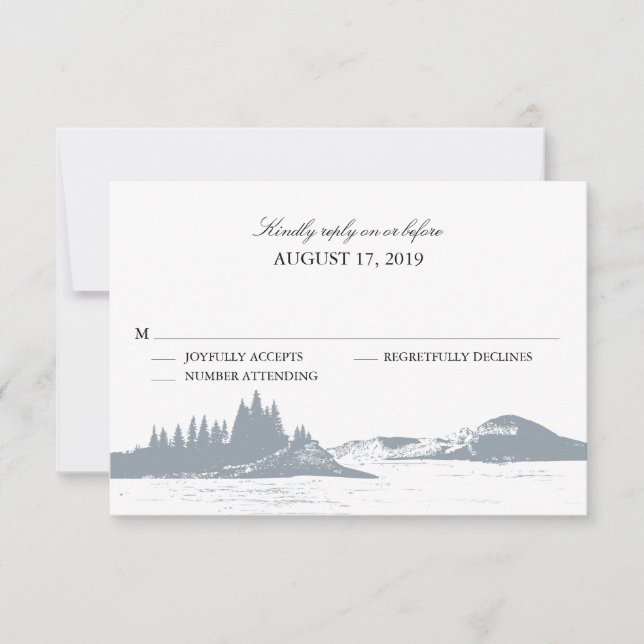 Bergsee | Hochzeit RSVP Karte (Vorderseite)