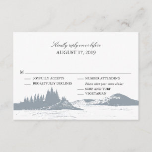 Bergsee  Hochzeitsrabatt mit Menüauswahl RSVP Karte