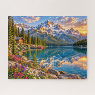 Bergsee-Hütten-Landschaft