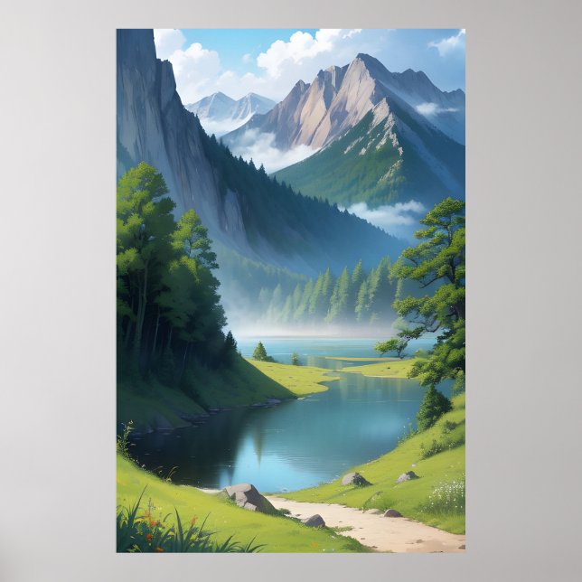 Bergsee Landschaft Poster (Vorne)