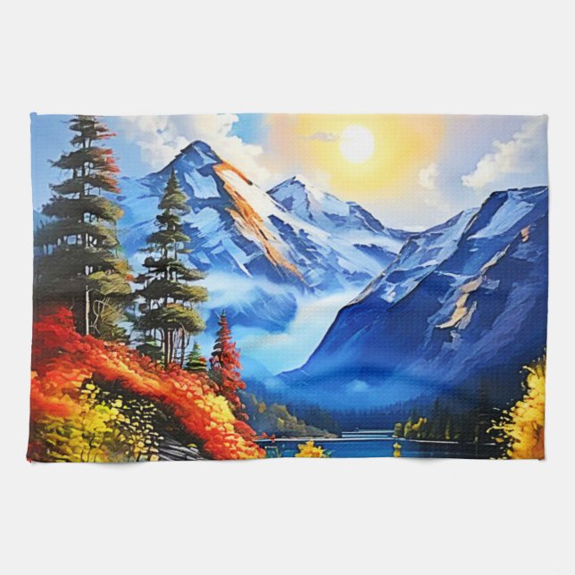 Bergsee: Landschaftliche Sicht Geschirrtuch (Horizontal)