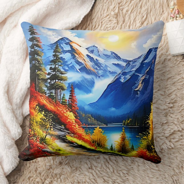 Bergsee: Landschaftliche Sicht Kissen (Decke)