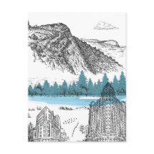 Bergsee Lodge Illustration Naturlandschaft