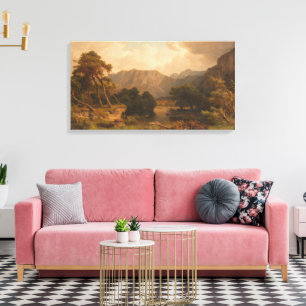 Bergsee mit Reihern – Heinrich Funk Leinwanddruck